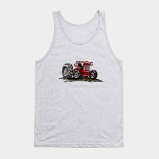 Red Cartoon Tractor Tank Top